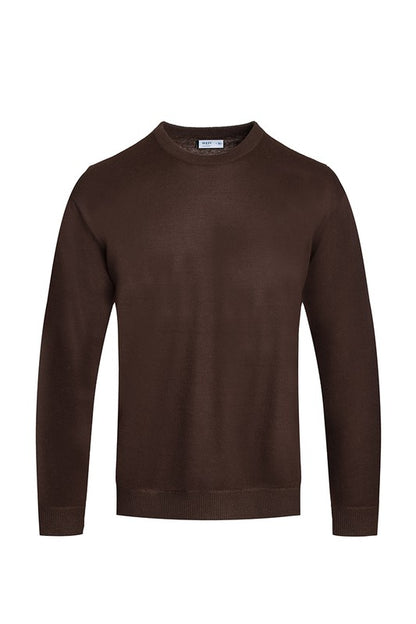 SOLID COLOR ROUND NECK SWEATER