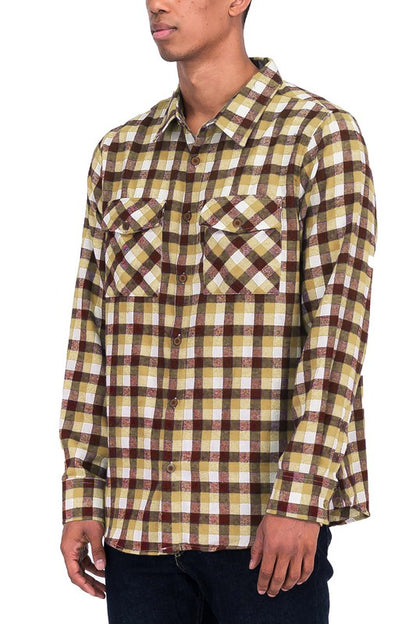 Weiv Regular Fit Checker Plaid Flannel Long Sleeve