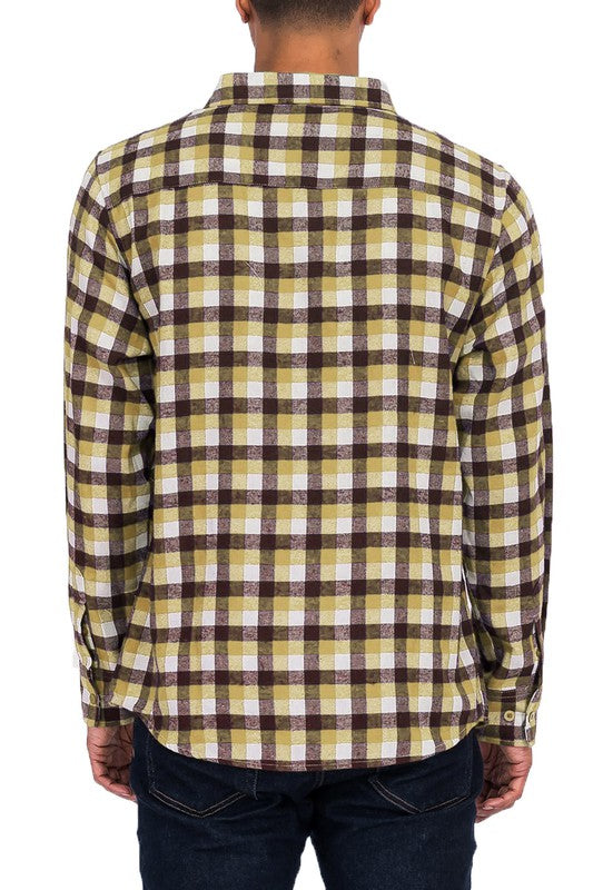 Weiv Regular Fit Checker Plaid Flannel Long Sleeve