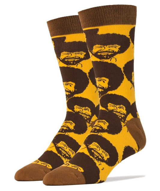 Bob Ross Flash Mob - Men's Cotton Crew Funny Socks