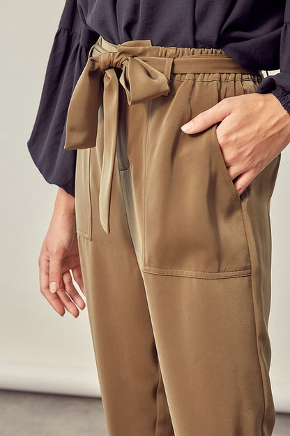 Satin Pants with Belt