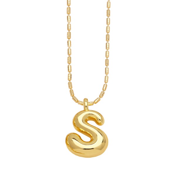 Water Drop Bubble Letter Initial Letter Necklace