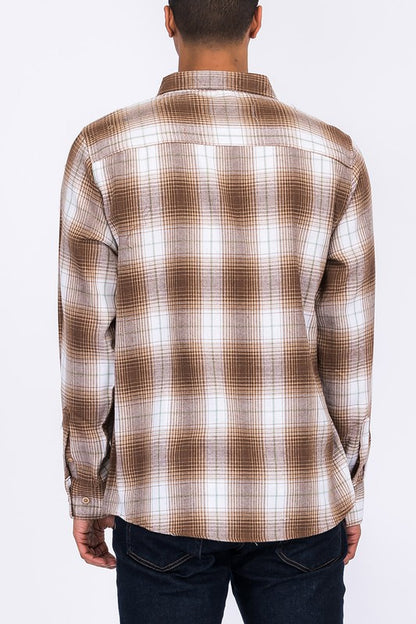 Regular Fit Checker Plaid Flannel Long Sleeve