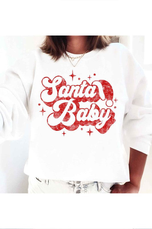 SANTA BABY CHRISTMAS GRAPHIC SWEATSHIRT PLUS SIZE