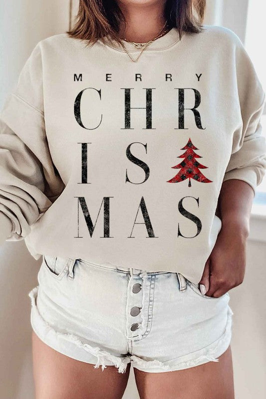 MERRY CHRISTMAS GRAPHIC SWEATSHIRT PLUS SIZE