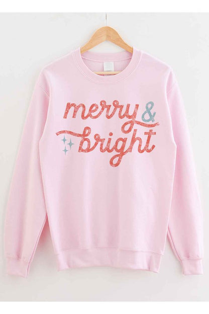 MERRY AND BRIGHT CHRISTMAS GRAPHIC SWEATSHIRT