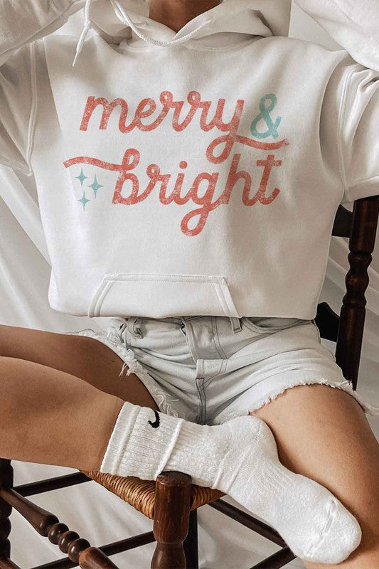 MERRY AND BRIGHT CHRISTMAS GRAPHIC HOODIE