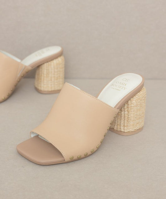 Oasis Society Serena - Studded Raffia Slide Heel