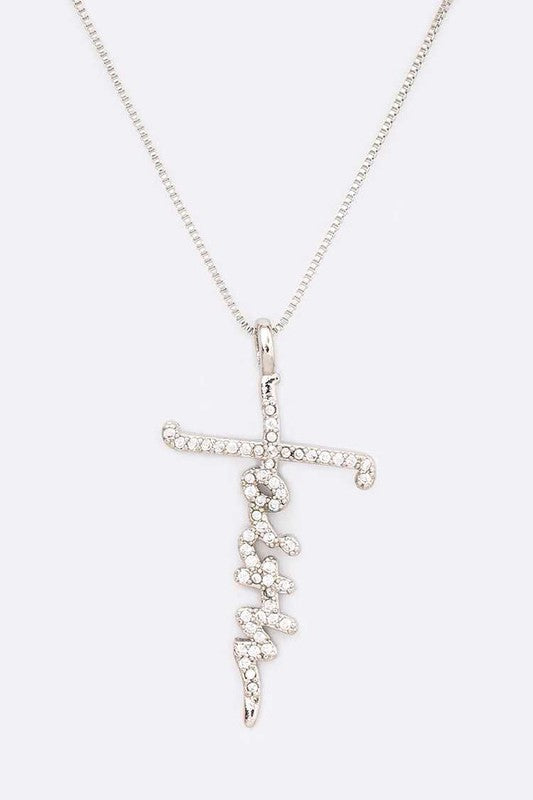 FAITH Cross CZ Pendant Necklace