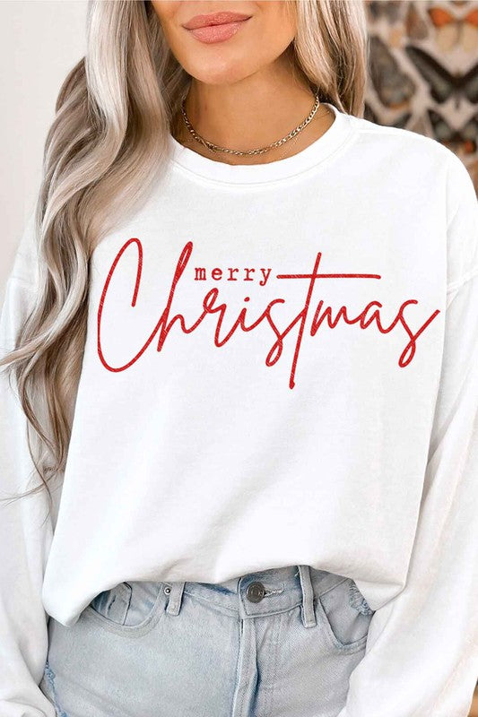 MERRY CHRISTIAN CHRISTMAS GRAPHIC SWEATSHIRT