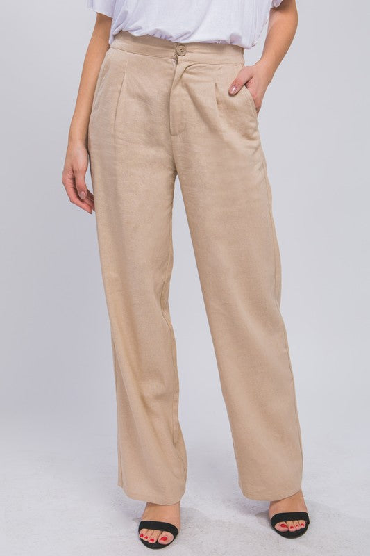 Linen Front Creased Pants