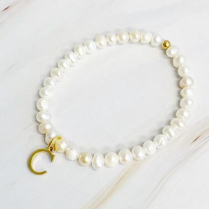 Freshwater Pearl Initial Charm Bracelet