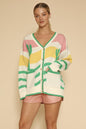 Wavy stripe cactus knit cardigan