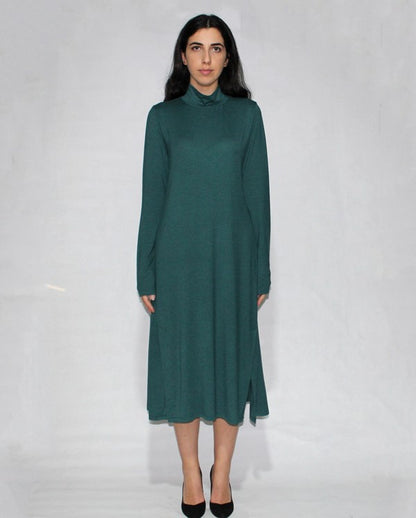 Turtle neck dress long sleeve with side slits