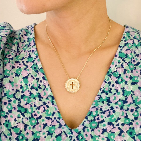 Shine Circle Cross Necklace