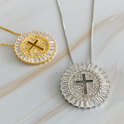 Shine Circle Cross Necklace