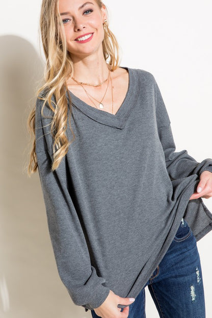 PLUS WAFFLE HIGH LOW BOXY TOP