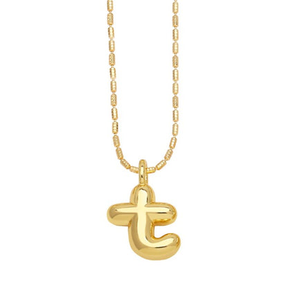 Water Drop Bubble Letter Initial Letter Necklace