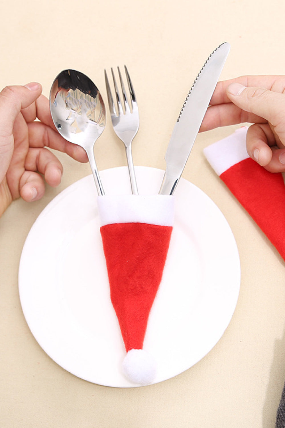 10-Pack Christmas Hat Shaped Cutlery Covers