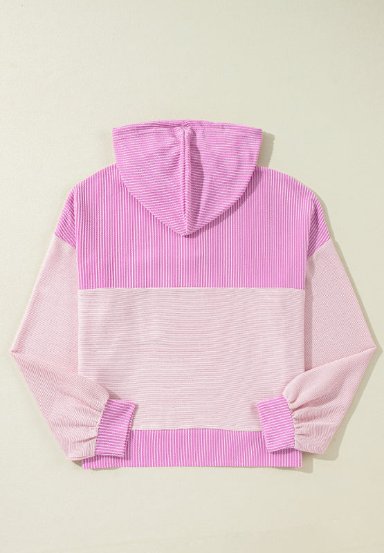 Corded Color Block Drawstring Hoodie