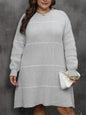 Plus Size Round Neck Long Sleeve Sweater Dress